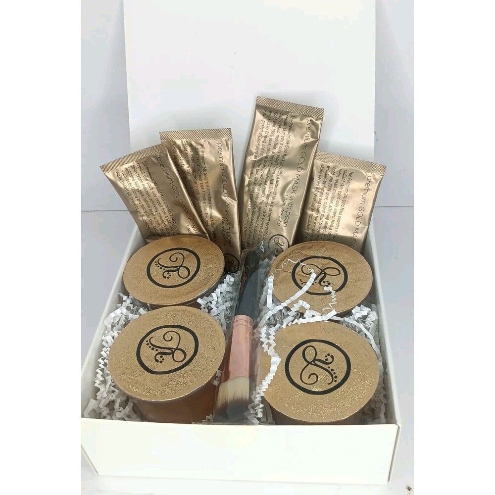 4 Pack Box Set Premium Gold Mask With Pearl, Activators, Application Brush RARE